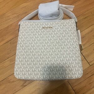 Michael Kors Cream and Gray Monogram Crossbody Bag